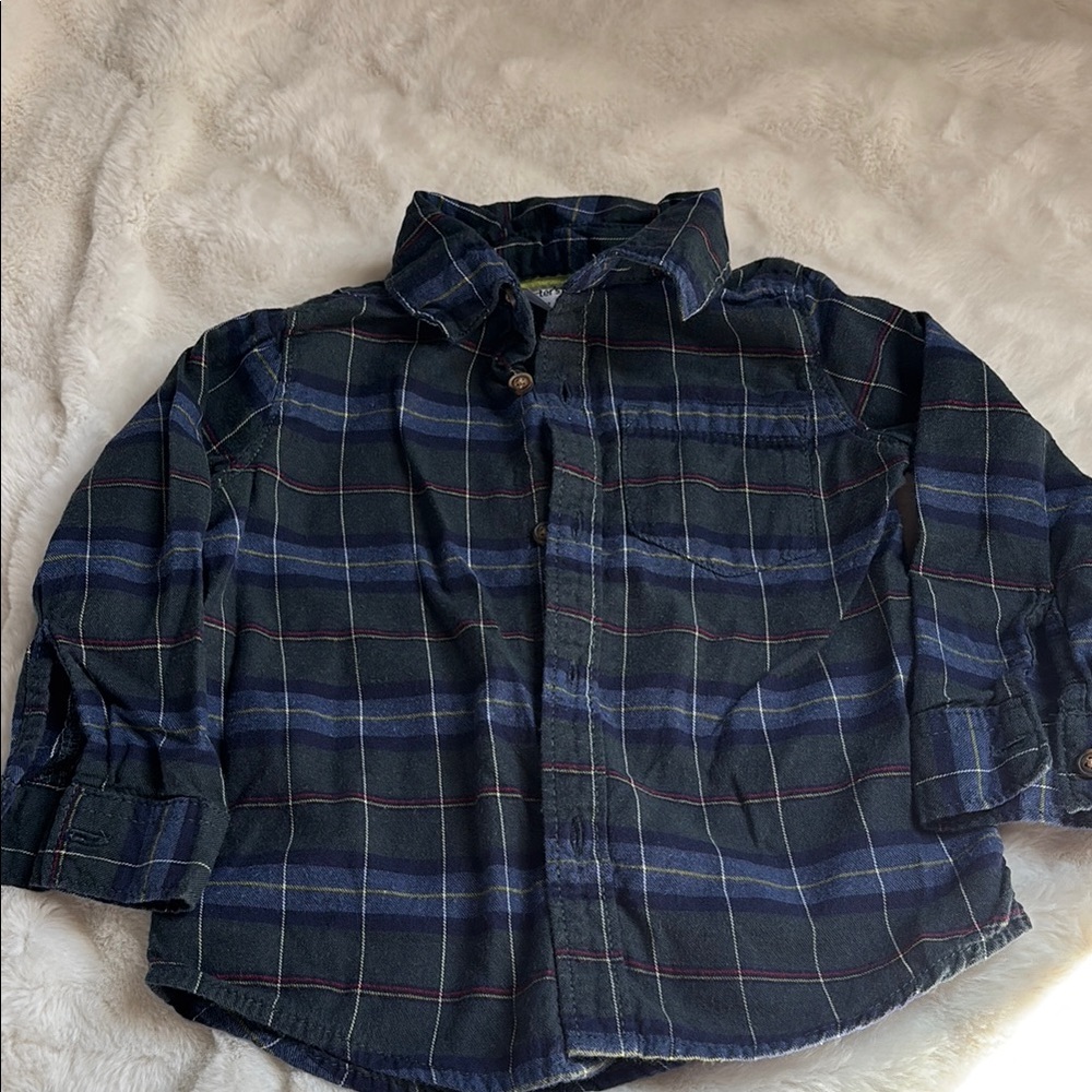 Plaid Kids Shirt - Blue and Green